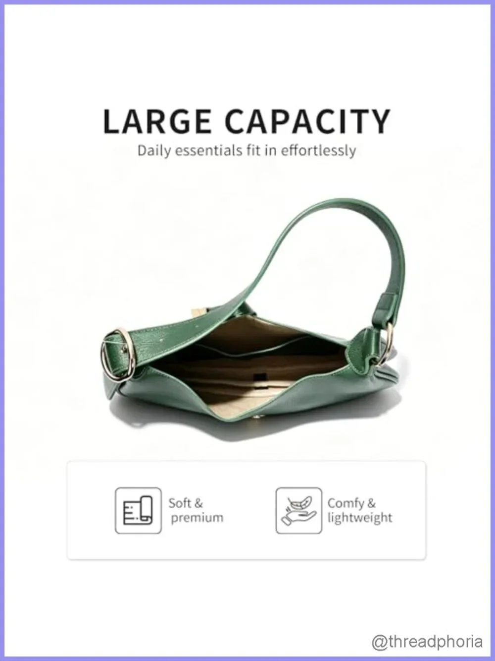 Faux Leather Hobo Shoulder Bag with Adjustable Strap, Zip Pocket